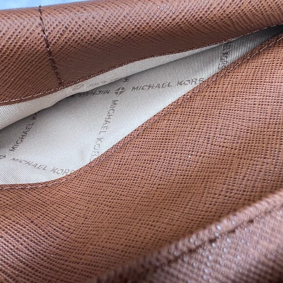 Michael Kors Continental Wallet JetSet Zippered Large Brown Wristlet Leather - Picture 7 of 16